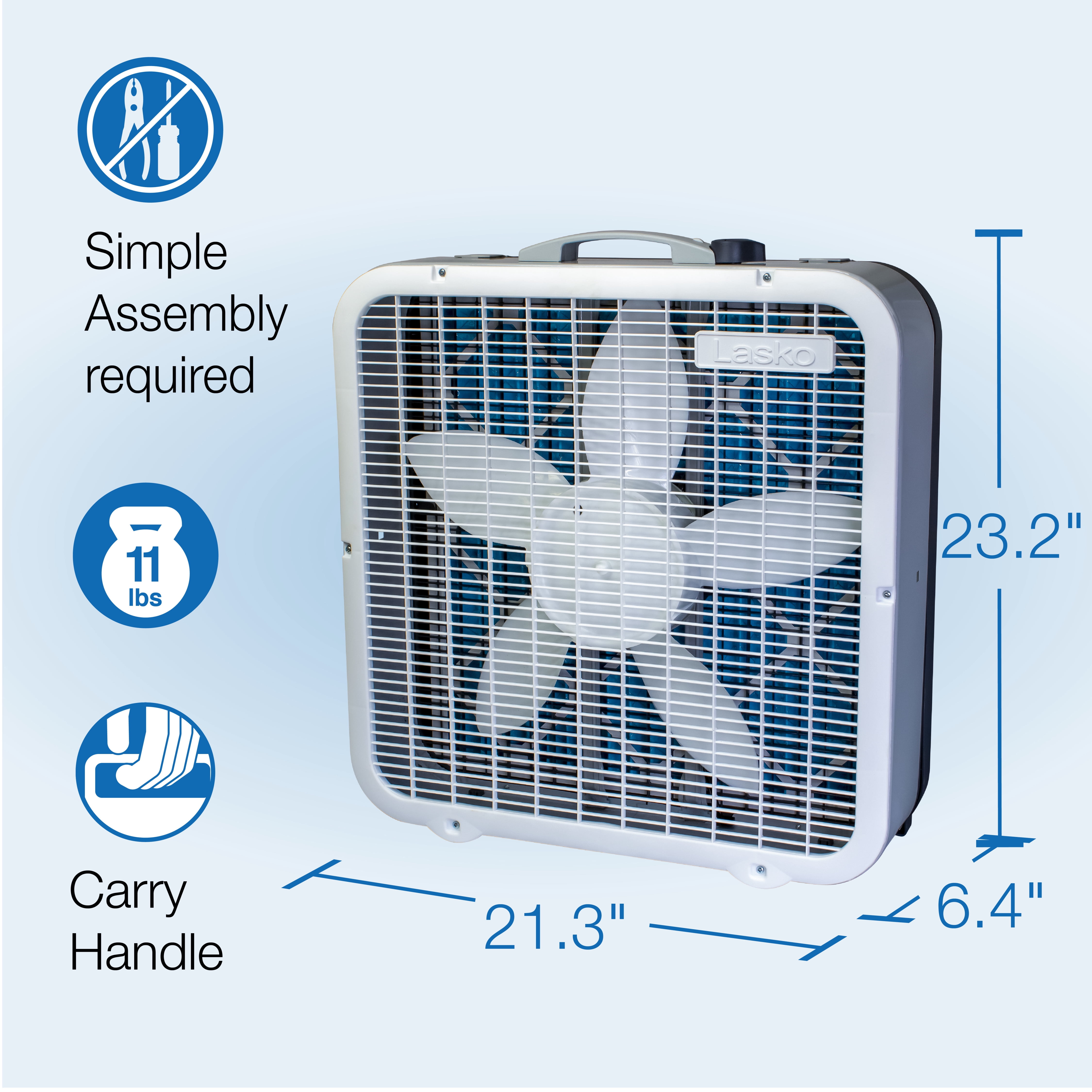 Lasko Air Flex 20" 3-Speed 2-in-1 Box Fan and Air Purifier in One, White, FF305