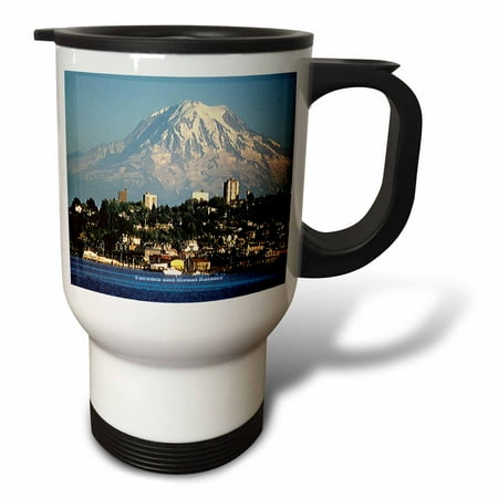 

3dRose Mount Rainier Behind Tacoma - Mount Rainier National Park Travel Mug 14oz Stainless Steel