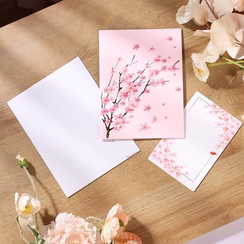 Cherry Blossom Pop Up Card, 3D Popup Flower Birthday Card 6x 8", Ideal Gift for Birthday, Mothers Day, Thank You, Anniversary, Valentines, All Occasion for Women, Wife, Mom, Sister, Grandma, Her