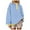 Blue, variant on Plus Size Women Blouses Winter Fall Loose Fit Crewneck Long Sleeve Puff One Shoulder Button Up Stripe Leisure Polyester Tops Top(Black,L)