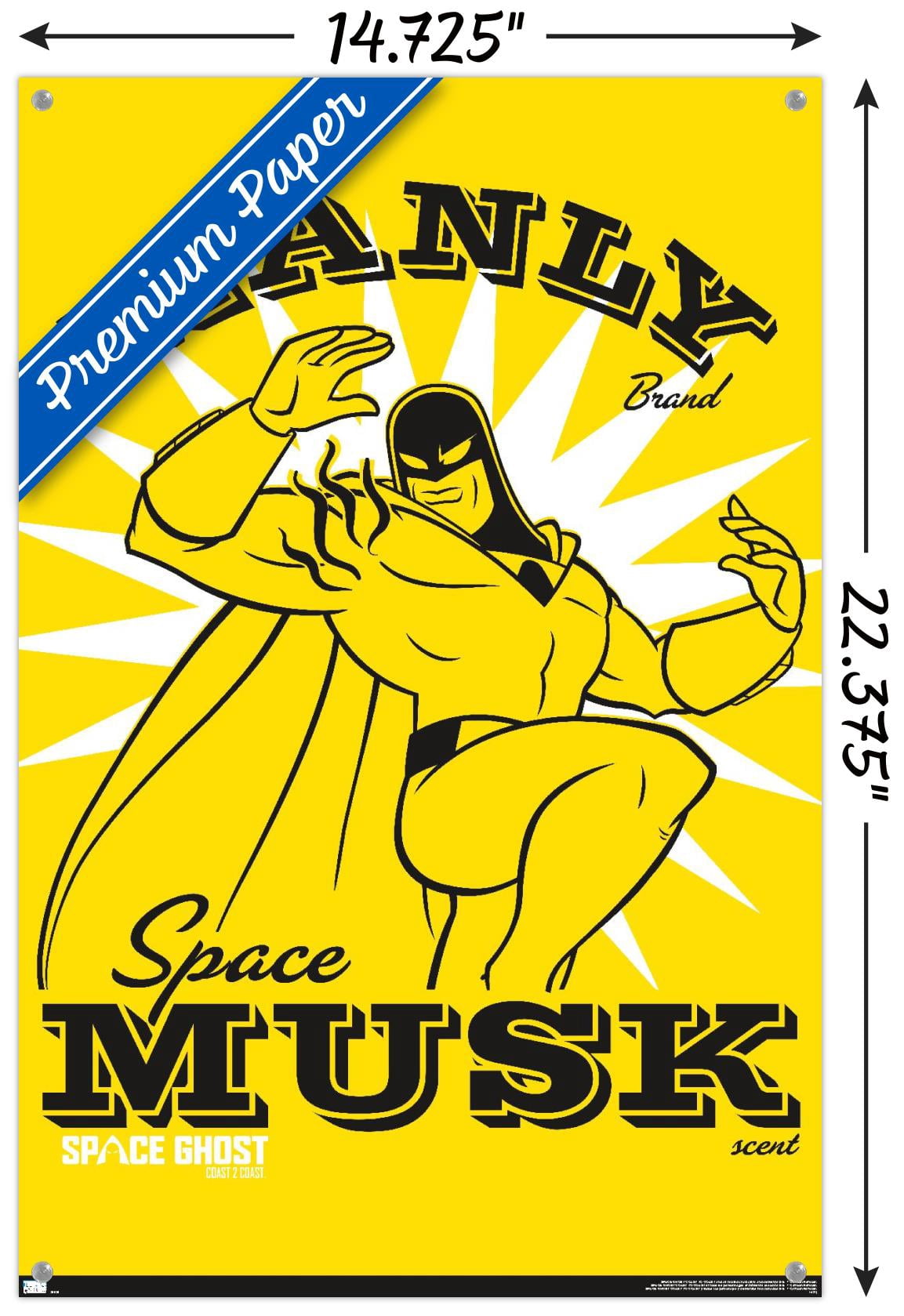Space Ghost Coast to Coast - Manly Space Musk Wall Poster with Pushpins, 14.725" x 22.375"