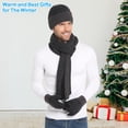 thumbnail image 6 of FZ FANTASTIC ZONE Men Women Winter Knit Hat Beanie Long Scarf Touchscreen Gloves Set Skull Cap Neck Warmer Gloves Set with Fleece Lined,Dark Grey, 6 of 7