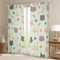 thumbnail image 2 of Manfei Funny Kitten Blackout Curtains Set of 2 (38x54 Each), Kawaii Blossoms Flower Living Room Curtains, Mint Green, 2 of 6