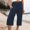 77 Navy, variant on Jzuxvd 2024 Capri Pants For Women Long Shorts Below The Knee Casual Summer Solid Elastic Waist Beach Pants Cotton Linen Loose FitWineM