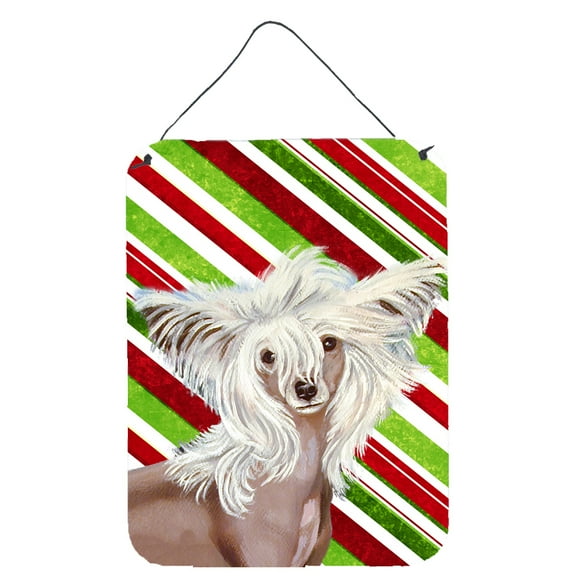 Chinese Crested Candy Cane Holiday Christmas Wall or Door Hanging Prints