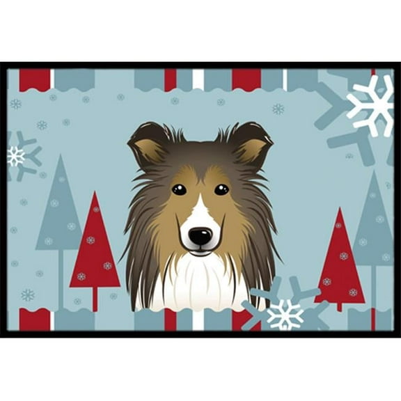 Winter Holiday Sheltie Indoor & Outdoor Mat, 24 x 36 in.