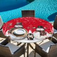 thumbnail image 6 of Red Christmas Round Tablecloth, Fitted Table Cover with Elastic for 36"-44" Round Tables, Snowman Snowflake Winter Birds Table Cloth Outdoor Indoor Dinning Party Waterproof Tablecloths, 6 of 7