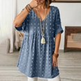 thumbnail image 2 of Women's V Neck Short Sleeve Ruffle Loose Summer Flowy Mini Dress, 2 of 7