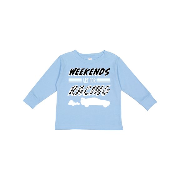 Inktastic Weekends are for Racing Race Car Silhouette and Racing Flag Boys or Girls Long Sleeve Toddler T-Shirt
