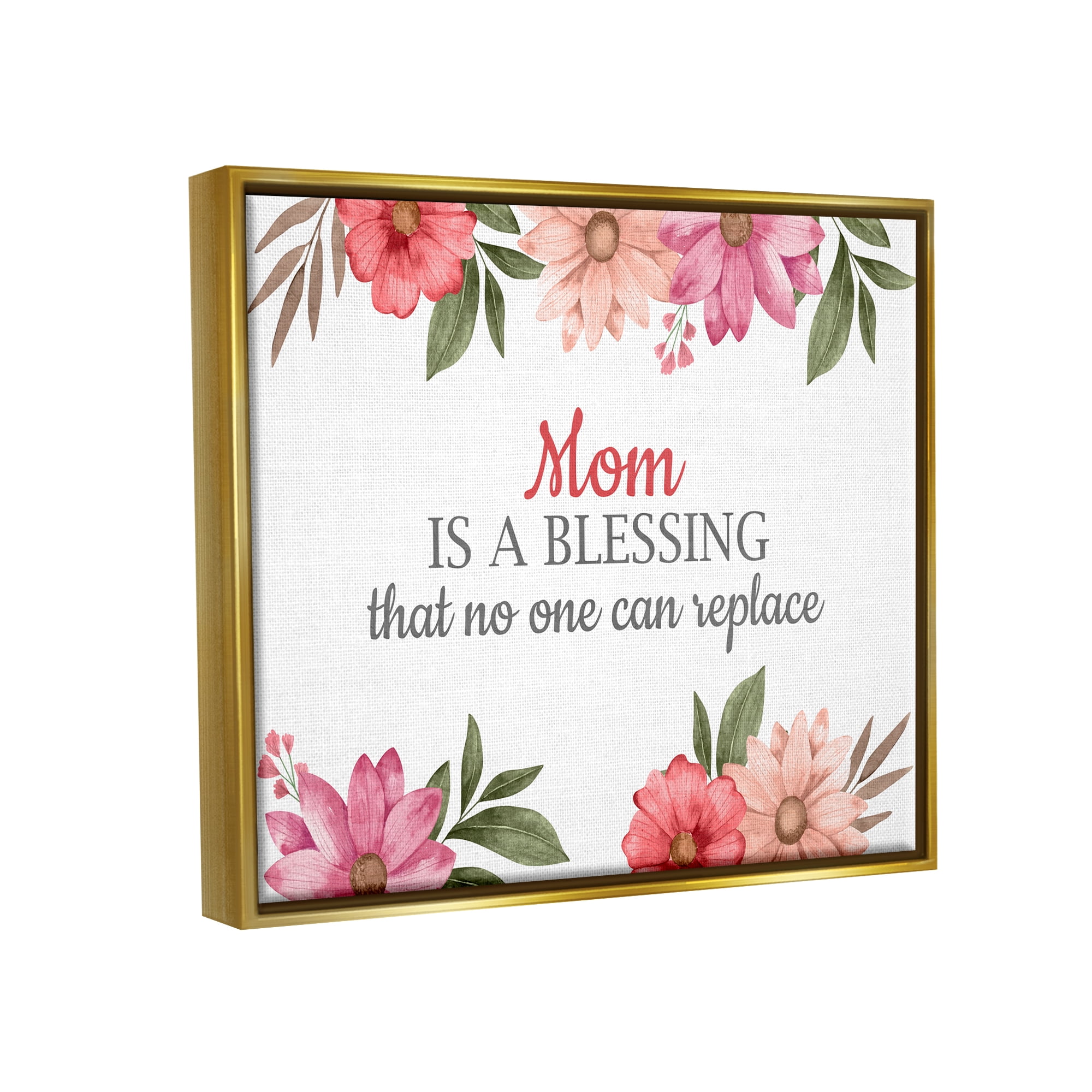 Stupell Industries Floral Mom Appreciation Botanical & Floral Painting Gold Floater Framed Art Print Wall Art, 21 x 17