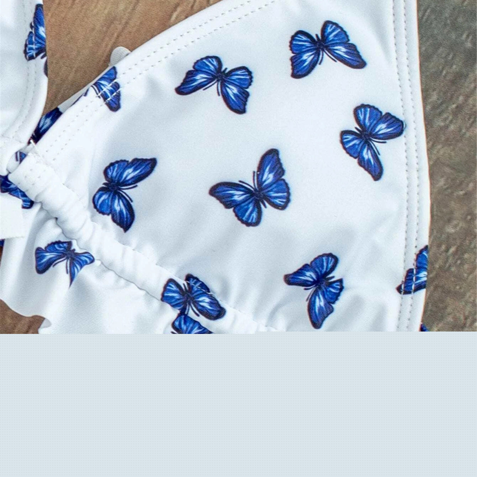 thumbnail image 6 of QLEICOM Womens Swimsuits Tummy Control Plus Size Swimsuit Coverup Two Piece Butterfly Print Split Sets Plus Size Beachwear Swimsuit Bikini White L, 6 of 7