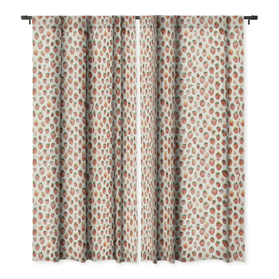 Society6 Ninola Design Strawberries Countryside Summer Single Panel Room Darkening Window Curtain 50" x 96"