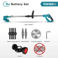 thumbnail image 3 of Cortadora de césped eléctrica de mano Yofidra para batería Makita de 18 V, cortadora de césped inalámbrica para jardín, longitud ajustable con 2 baterías, 3 of 5