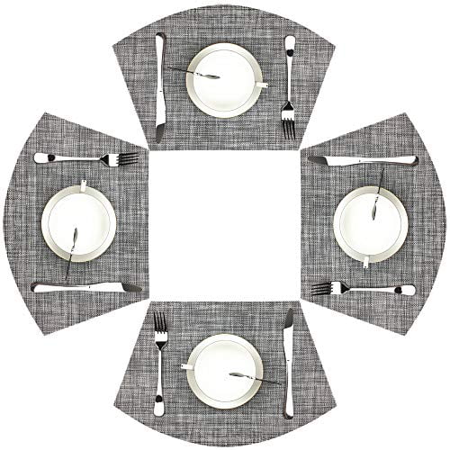 Wedge Placemats Set of 4 Vinyl Placemats for Round Tables Woven Non