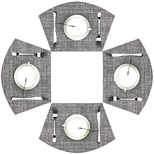 Wedge Placemats Set of 4 Vinyl Placemats for Round Tables Woven Non