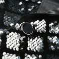 thumbnail image 6 of UVEASISHA Men's Sequin Tuxedo Jacket 2025 Fashion Slim Fit Cocktail Party Blazer Jackets Sparkly Single Breasted Lapel Suit Jacket for Prom Dinner Today Sales,Silver,M, 6 of 8