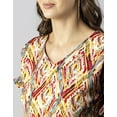 thumbnail image 6 of Moomaya Womens Printed Viscose Top, Ruffled, V-Neck, Elbow Sleeves Loose-Fit Summer Tops, 6 of 7