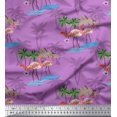 thumbnail image 1 of Soimoi Purple Moss Georgette Fabric Palm Tree, & Flamingo Bird Print Fabric by Yard 42 Inch Wide, 1 of 3
