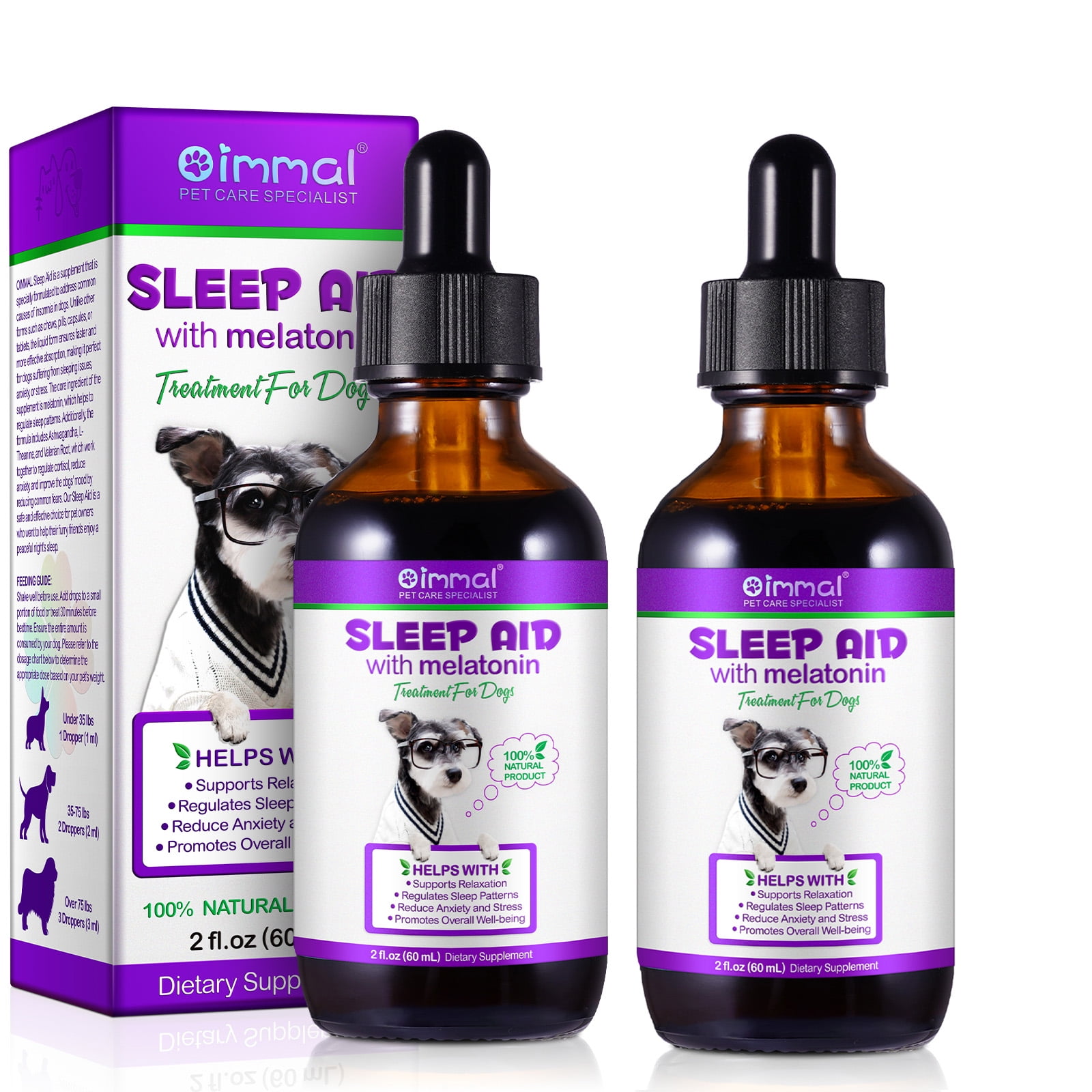 Oimmal Melatonin for Dogs - Calming Anxiety Medication, Sleep Aid Drops,  Bacon Flavor, 2 oz - Walmart.com