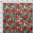 thumbnail image 2 of oneOone Velvet Rust Fabric Leaves & Flower Sewing Material Print Fabric By The Yard 58 Inch Wide, 2 of 5