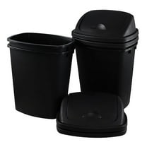 10 Gallon Kitchen Garbage Can with Top, 4 Pack Plastic Kitchen Trash Bins with Lid, Black