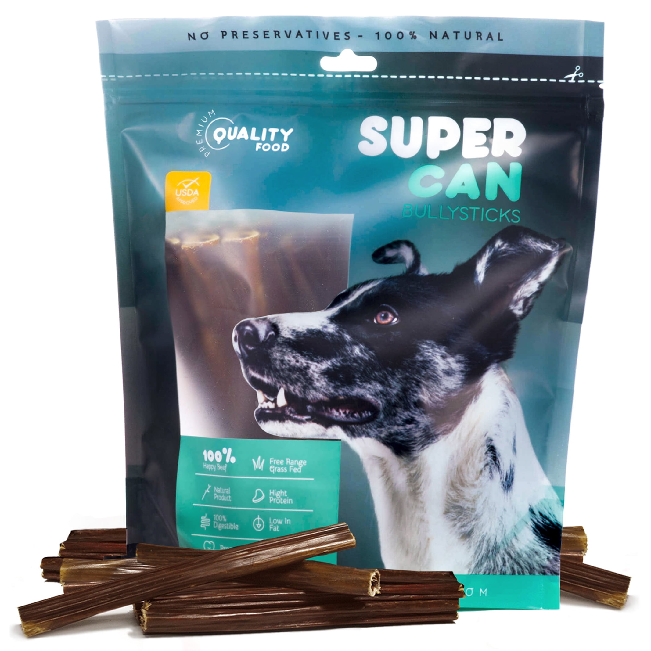Supercan Bully Sticks 6inch Gullet Sticks for Dogs 25Pack