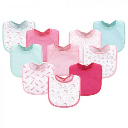 UPC: 0660168017465 | Luvable Friends Baby Girl Cotton Terry Bibs 10pk Girl Elephant Damask One Size