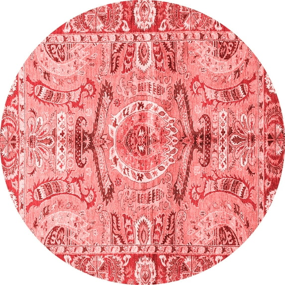 Ahgly Company Indoor Round Abstract Red Modern Area Rugs, 6' Round