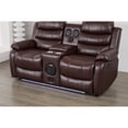 thumbnail image 5 of Kingway Faux Leather Manual Reclining Loveseat with LED Lights and console, 5 of 5