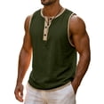 thumbnail image 2 of Mlkoz Mens Tank Tops Button Sleeveless Sports Shirts Summer Tops Breathable Casual Solid Beach Tops Sizes S-3XL, 2 of 8