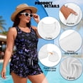 thumbnail image 6 of Xoenoiee Butterfly Music Note Print Women 2 Piece Tankini Swimsuits, Modest Bathing Suit Round Neck Swimwear with Sporty Swim Shorts Pockets, M, 6 of 7