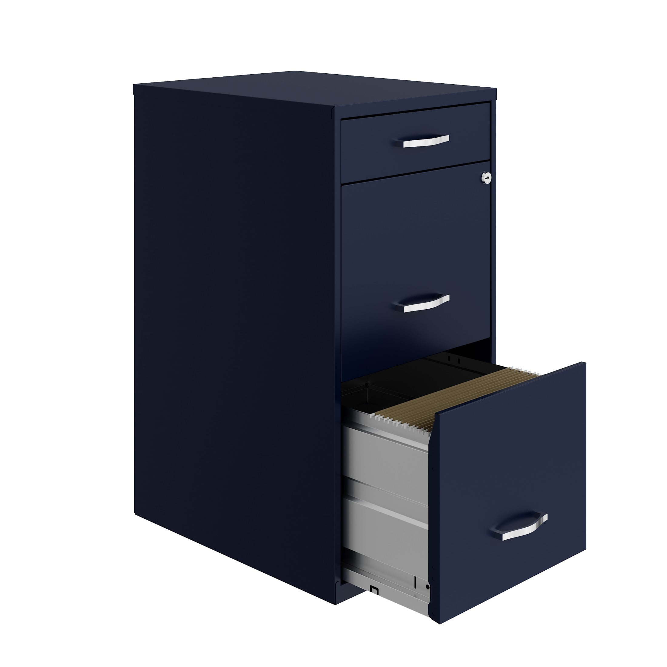 Space Solutions 3 Drawer Letter Width Vertical File Cabinet with Pencil Drawer, Navy
