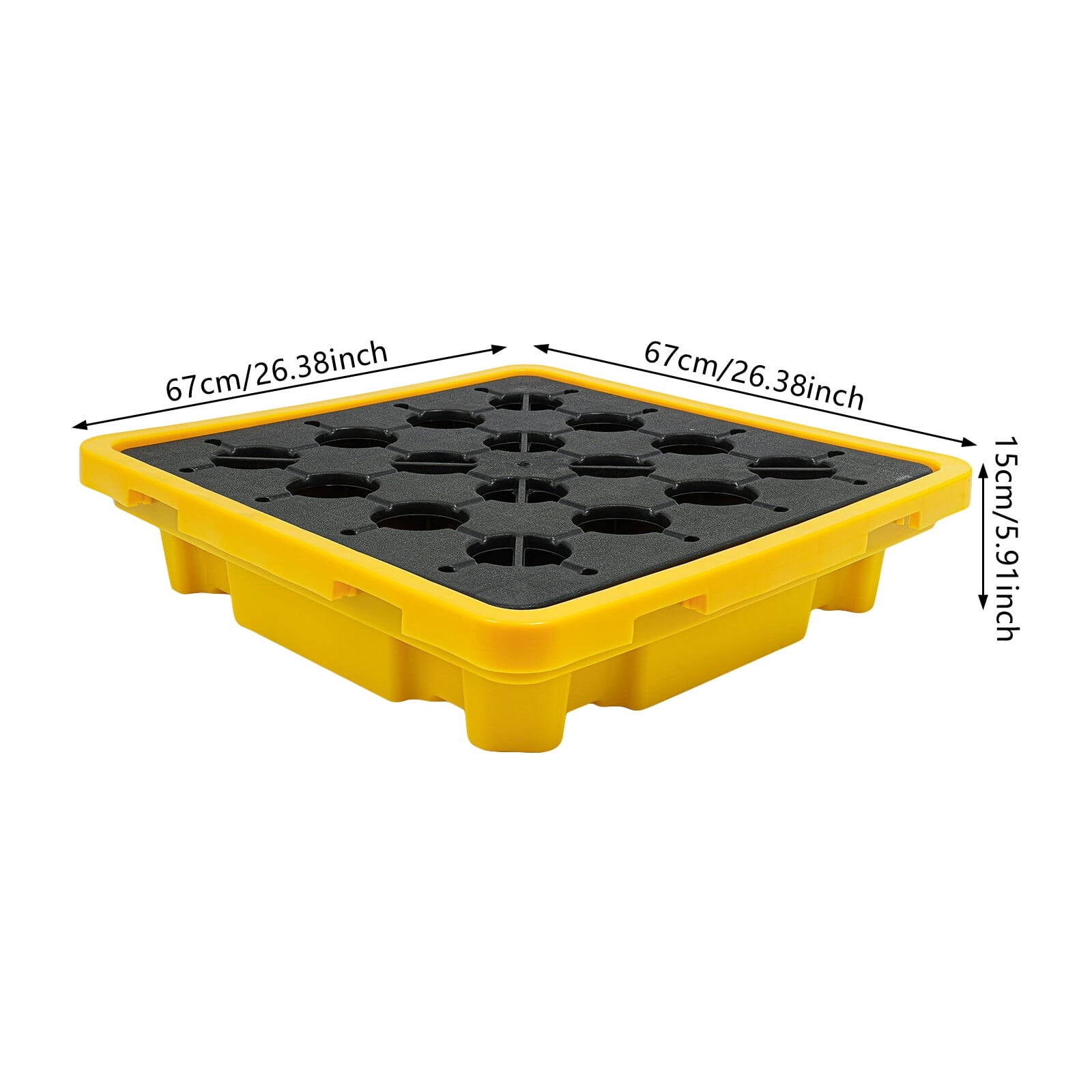 43L industrial HDPE Spill Containment Pallet Strong Load-bearing 1T 67*67*15cm For Various Industrial Parks, Warehouses, Aquaculture Water Storage