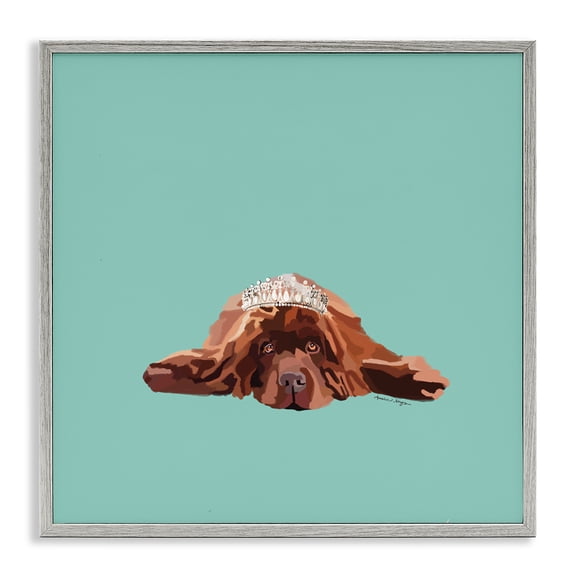 Stupell Industries Contemporary Abstract Dog with Crown Gray Framed Giclee Art, 17 x 17, by Amelia Noyes