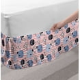 thumbnail image 2 of Doodle Bed Skirt, Happy Nursery Pattern Fish and Bubbles on Stripes, Elastic Bedskirt Dust Ruffle Wrap Around for Bedding Decor, 4 Sizes, Pink Blue Grey, by Ambesonne, 2 of 2