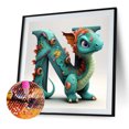 thumbnail image 2 of Pintura de diamante 5D DIY taladro redondo completo dinosaurio letra N decoración del hogar (NH3131) Hugtrwg  Para estrenar, 2 of 9