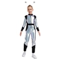 thumbnail image 5 of iiniim Girls Dance Outfit Metallic Long Sleeve Zip Neck Jumpsuit with Hair Hoop Silver 6, 5 of 7