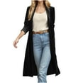 thumbnail image 3 of Brnmxoke Women's Long Velvet Cardigan Jacket Casual Open Front Long Sleeve Vintage Lapel Cardigan Coats Solid Velour Maxi Cardigan Sweater Black,XXL, 3 of 7