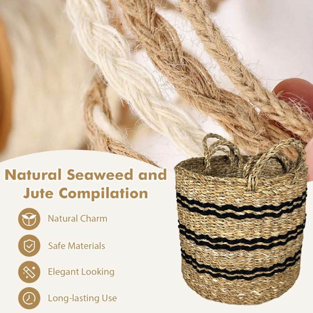 Finihen Laundry Hamper, Laundry Basket, Seagrass Basket Set of 3 Stackable Storage Bins with Handles Woven Round Basket-S, for Bathroom, Laundry Room, Natural Finihen Laundry Hamper, Laundry Basket, Seagrass Basket Set of 3 Stackable Storage Bins with Handles Woven Round Basket-S, for Bathroom, Laundry Room, Natural
