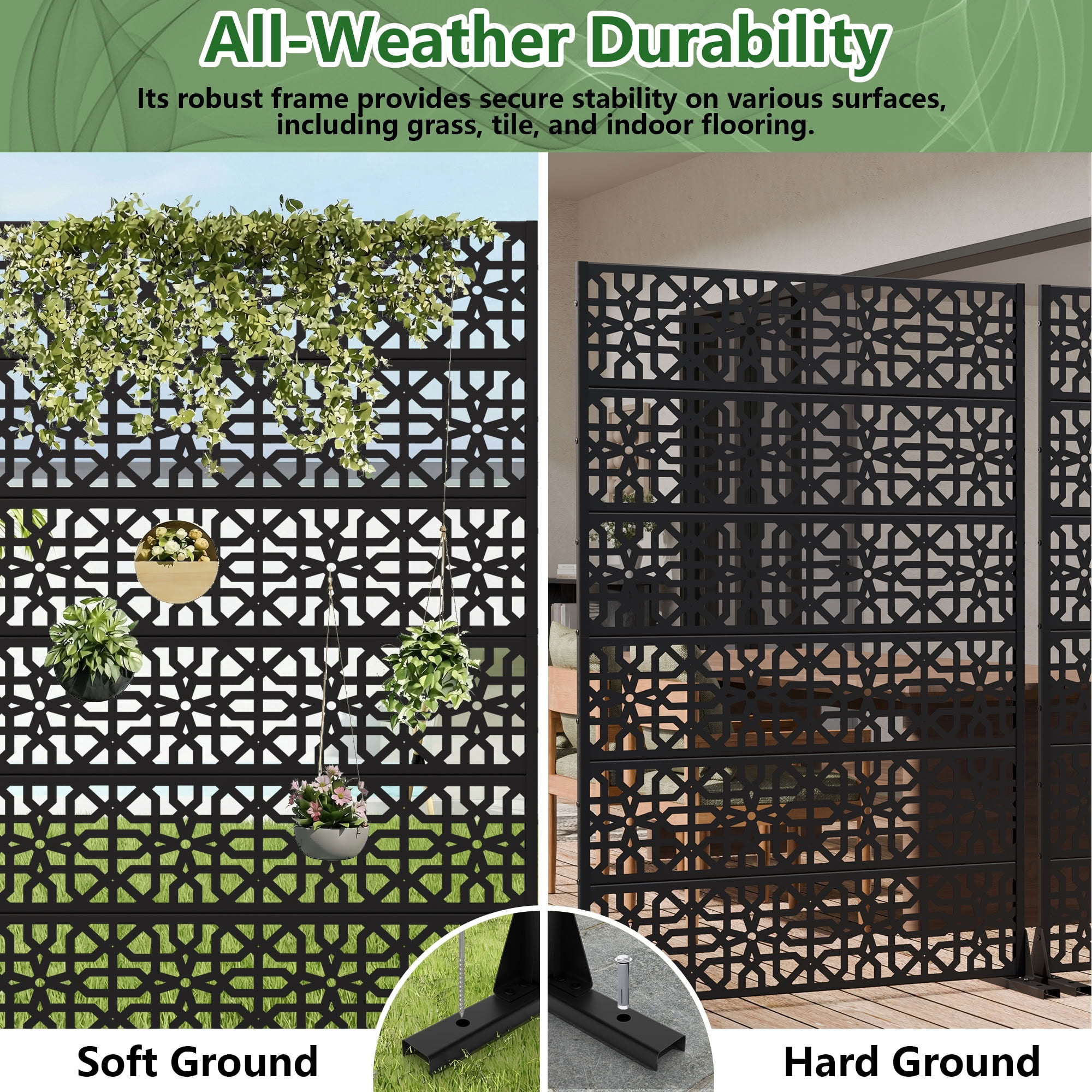 MAYEERTY 72*47in Outdoor Privacy Screen, Sleek Modern Metal Privacy Fence, Pool Privacy Panel for Patio, Balcony, Garden