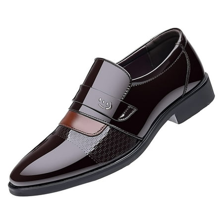 

Leather Shoes for Men Fashion Summer And Autumn Men Leather Shoes Low Heeled Pointed Toe Slip On Business Simple Solid Color Leather Shoes Pu 46