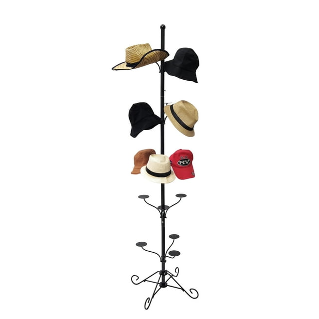 FixtureDisplays 5-Tier 15 Hat Rotating Hat Display Rack Free Standing Headwear Wig Rack Metal Floor Rack for Caps, Wigs & Hats 22X22X73" 10101