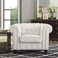 thumbnail image 3 of Naomi Home 2 Piece Modern Chesterfield Faux Leather Armrest Sofa and Accent Chair Living Room Set, White, 3 of 11