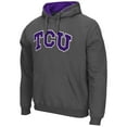 thumbnail image 2 of Men's Colosseum Charcoal TCU Horned Frogs Arch & Logo 3.0 Pullover Hoodie, 2 of 3