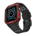 thumbnail image 1 of Sport Case with Strap for Apple Watch SE 6 7 41 mm 45mm 40mm 44mm 42mm 38mm Silicone Soft Bracelet Accessories cover Band for iWatch series 5 4 3 2 1 - Black Red, 1 of 10