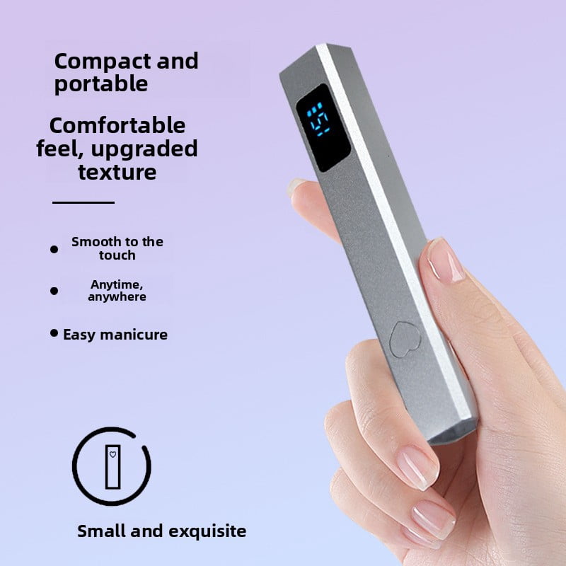 Portable aluminum alloy UV LED nail lamp, handheld cordless single-line nail dryer, used for curing nail polish, mini travel nail care tool