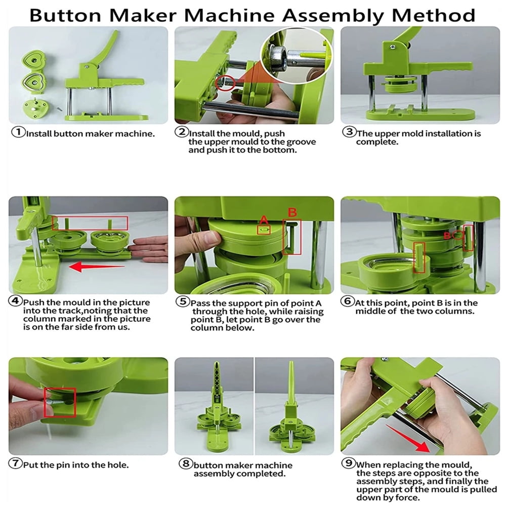 DIY Pin Button Making Machine,Installation-Free Heart Button Maker Press Machine ,Beginner-Friendly