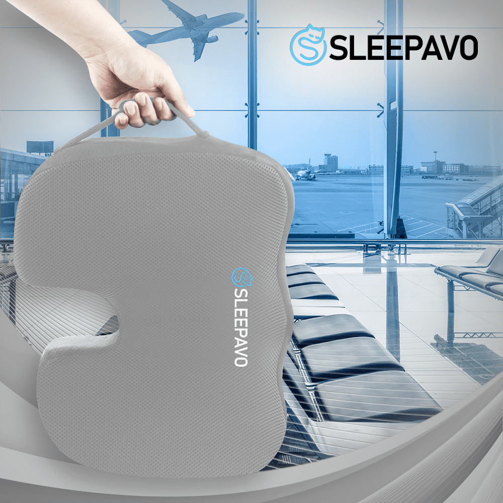 Sleepavo Navy Blue Memory Foam Seat Cushion for Office Chair - Cooling Gel Pillow for Sciatica Coccyx Back Tailbone & Lower Back Pain Relief - Chair