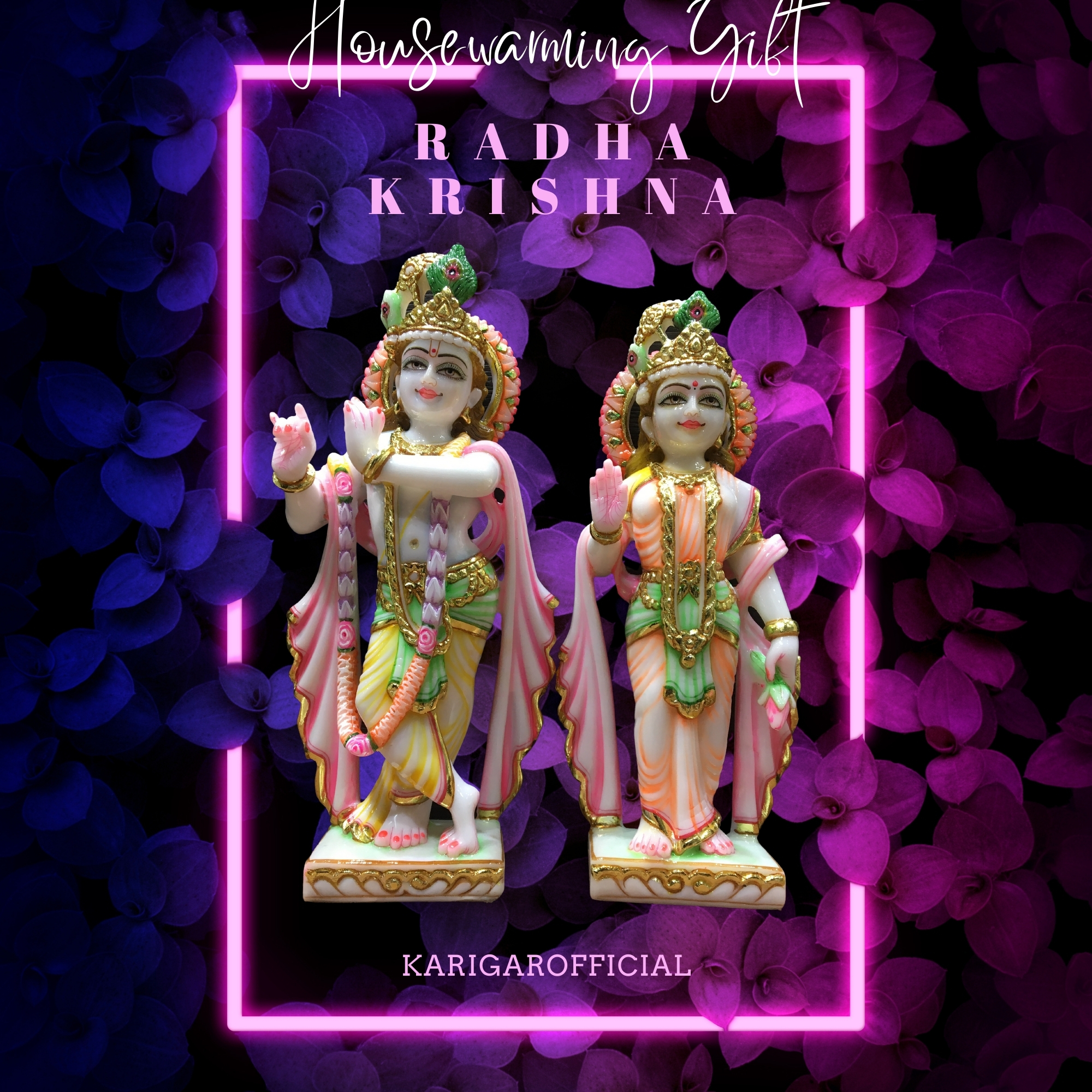 Radha Krishna Statue Hindu Divine Couple, Large 12 inches Marble