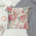 thumbnail image 2 of Fenyluxe Stay Cool This Summer Decorative Throw Pillow Cover, I Scream for Ice Cream Popsicles Porch Outdoor Home Decor, Colorful Stripes Seasonal Couch Cushion Case 24x24in, 2 of 5